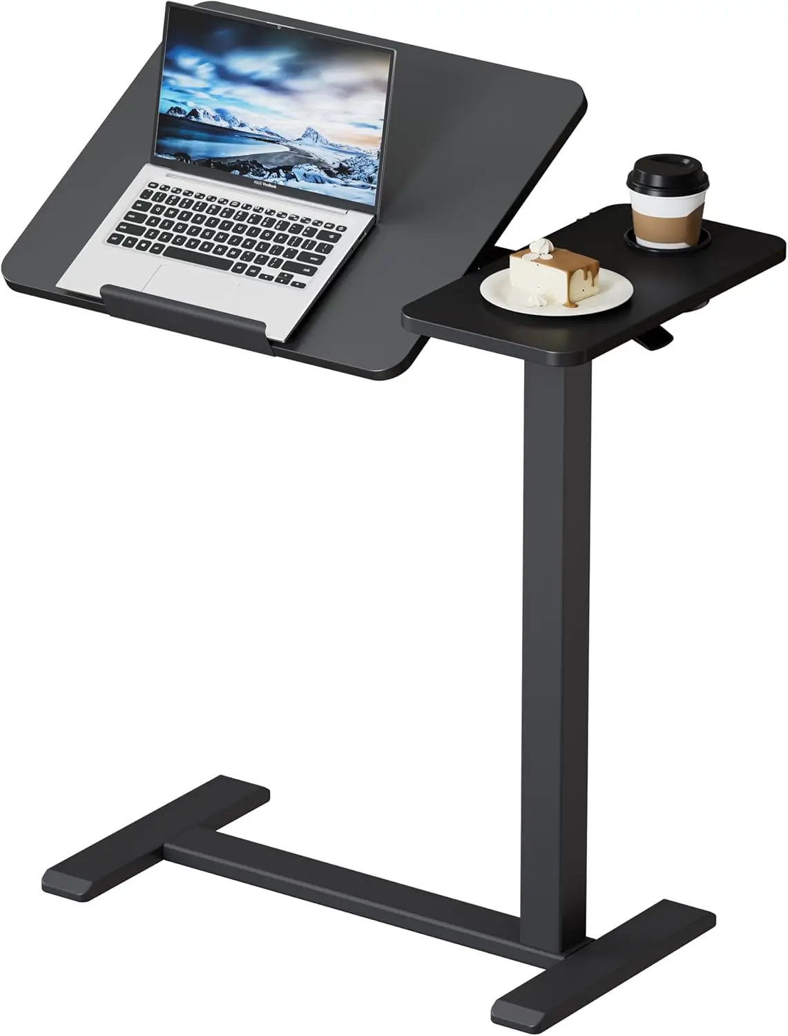 

BZIUM Overbed Bedside Table with Hidden Wheels, Adjustable Medical Tilt Top Hospital Bed Table Over The Bed, Rolling Desk Mobile