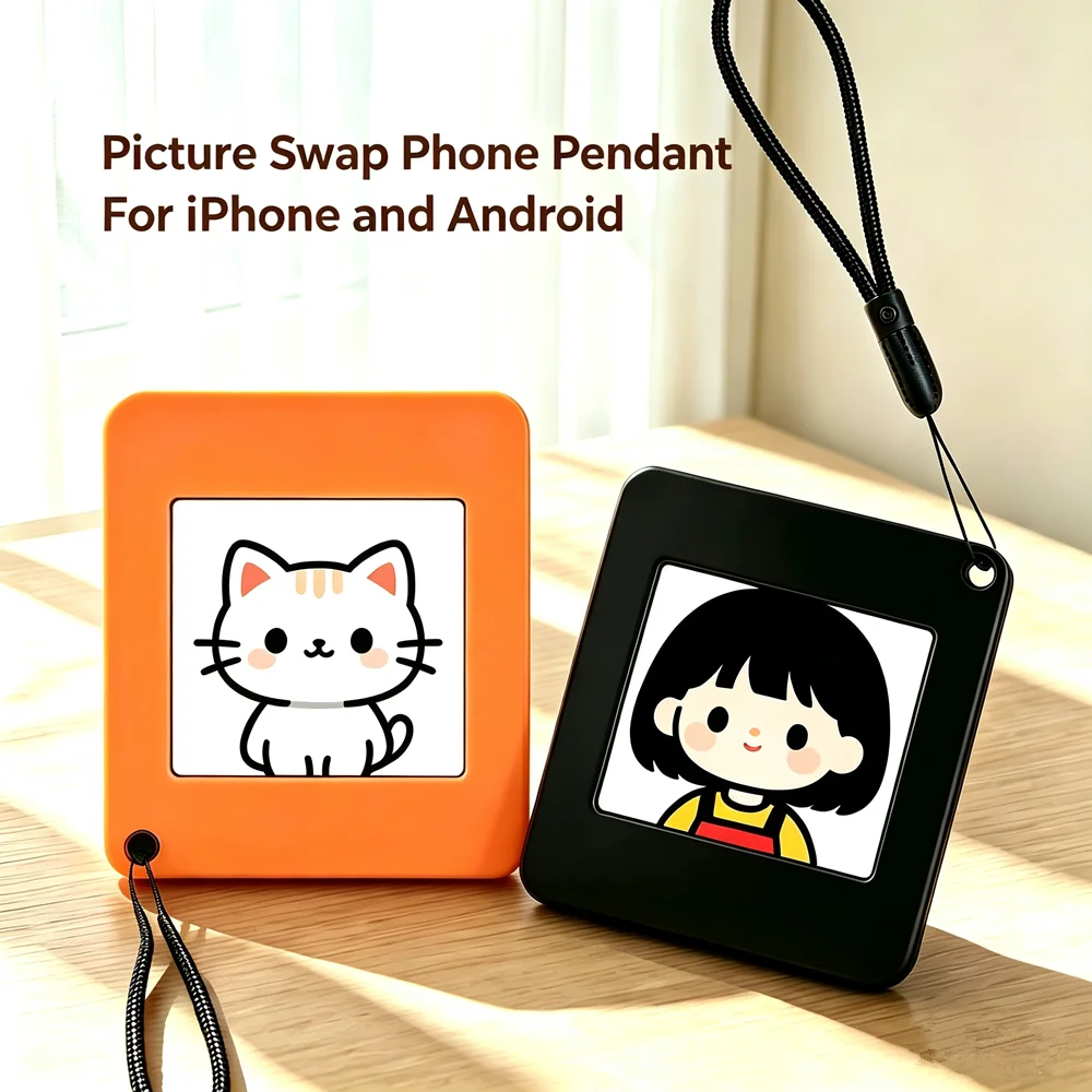 写真交換可能なスマホペンダント-154インチe-inkスクリーン-4色表示-ブラック-ホワイト-レッド-イエロー-iphone-androidデバイス対応-diyサポート