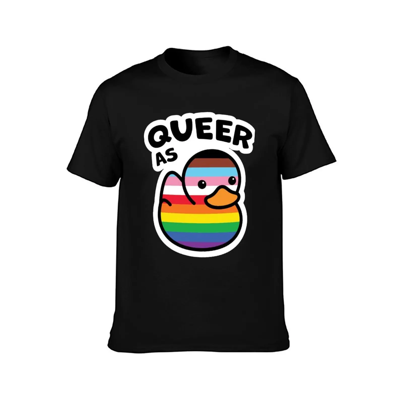 Queer As Duck Rainbow Progress Pride Rubber Ducky T-Shirt Summer Casual Cotton Tee Oversized Streetwear Tops Unisex Men Women