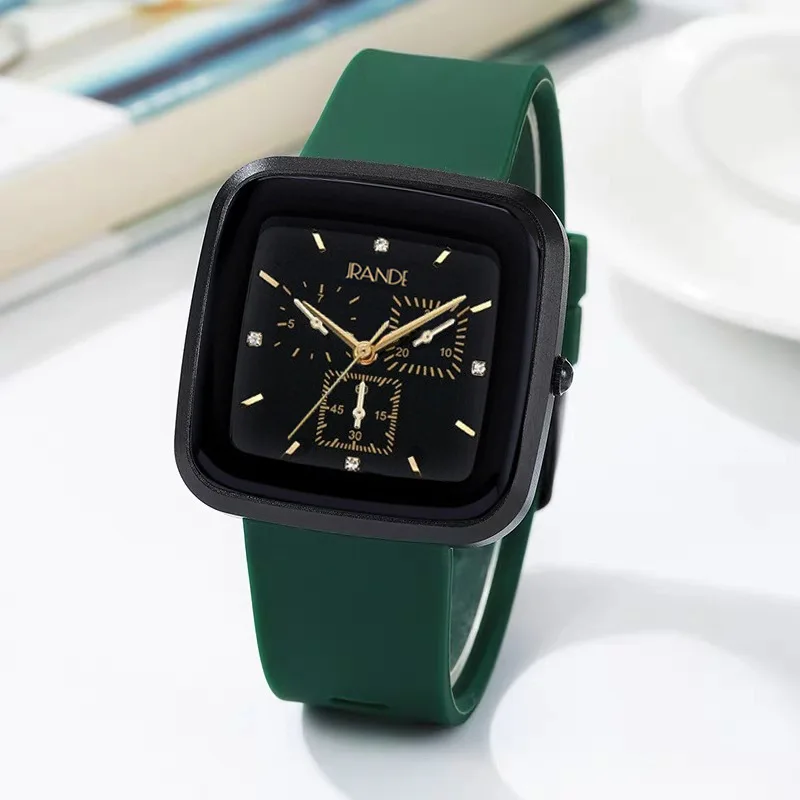 New Stylish Wristwatch With A Large Square Dial, Unisex Design.  Watch And Clock Accessories, Fashionable Quartz Watch.