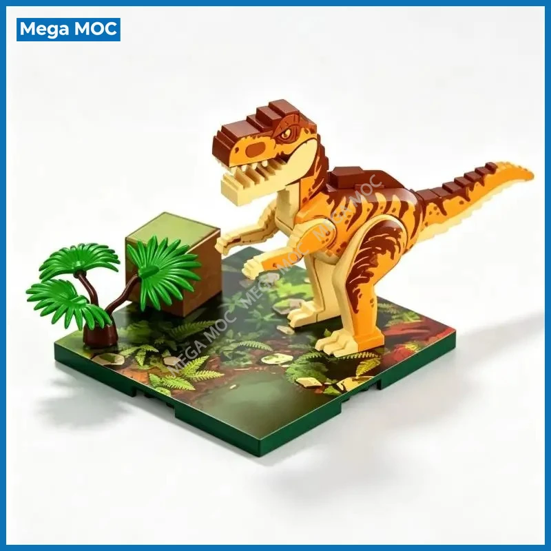 Prehistoric Dinosaur Scene Magnetic Blocks Equipped With Large Baseplate Jungle Landscape Assembly Puzzle Toy
