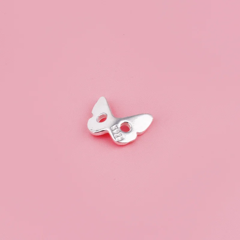 فراشة زر S925 فضة اللؤلؤ سوار كريستال فاصل ثقب مزدوج فاصل اليدوية DIY حبل النسيج التبعي #5