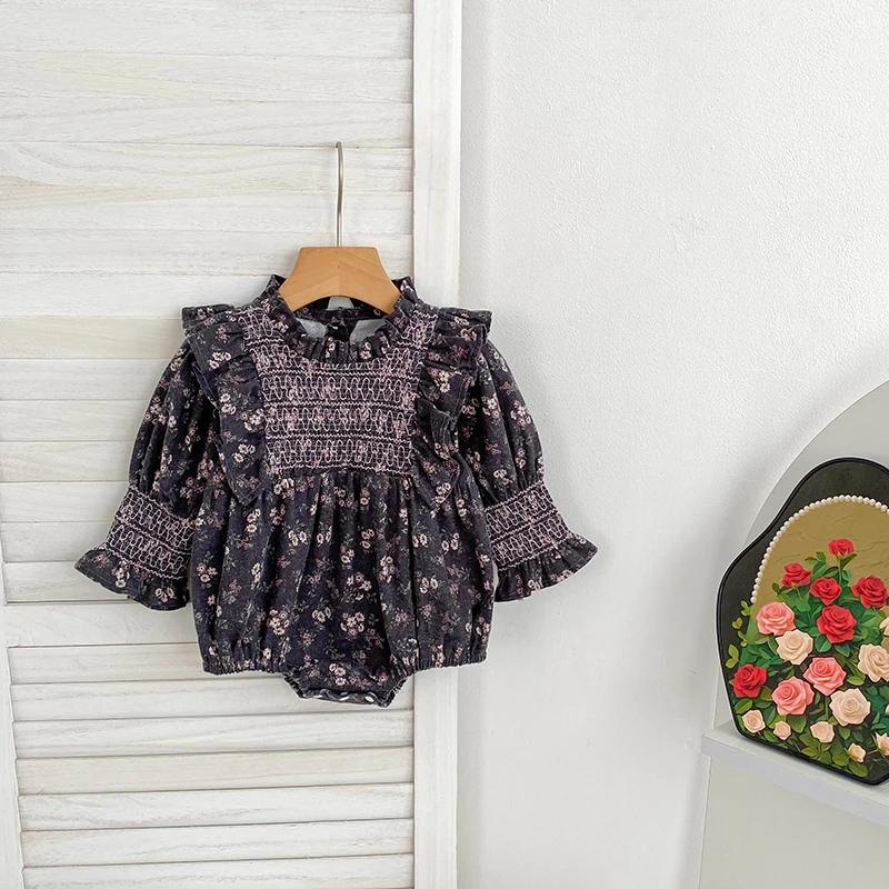 2026 Neu 0-24M Frühling Kleinkind Mädchen Strampler Langarm Baumwolle Bestickt Da Lan Baby Mädchen Overall Kinderkleidung – Detail 6