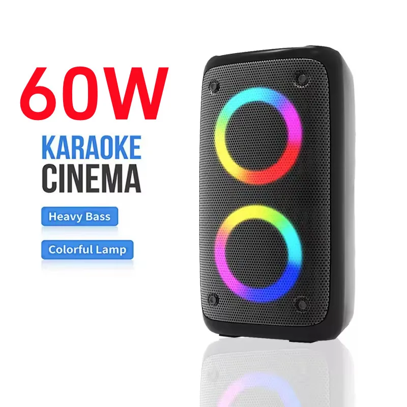 60W High Power Bluetooth Speaker Portable Dual 3-inch HIFI RGB Light Outdoor Audio System for Audience Wireless Boombox TWS/FM