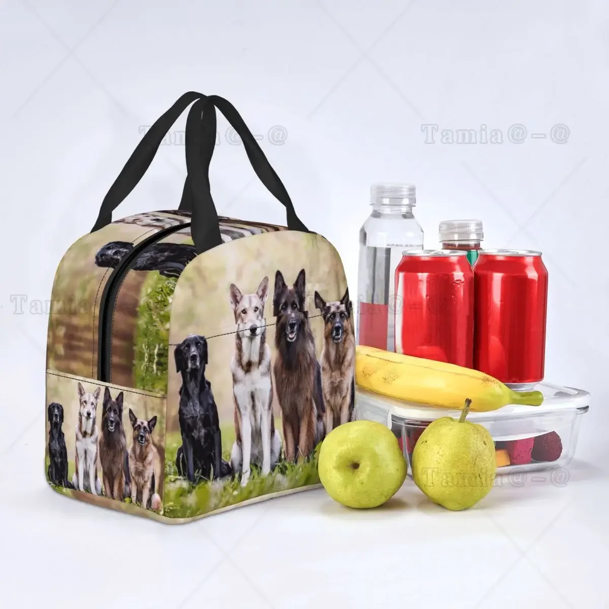 German Shepherd Dog Thermal Insulated Lunch Bag Women Animal Pattern Resuable Lunch Tote for Outdoor Picnic Storage Food Box