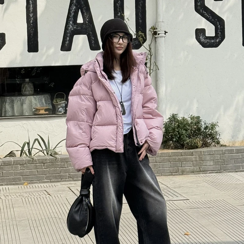 Pato branco para baixo feminino com capuz quente jaqueta 2025 inverno novas mulheres de alta qualidade jaqueta moda parker h756