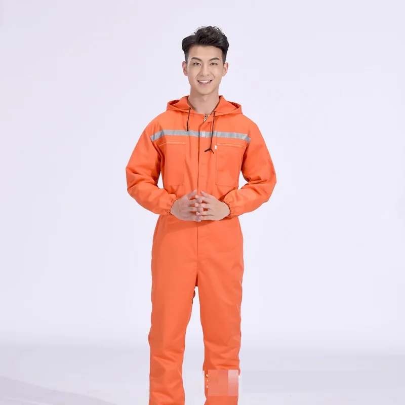 Work Clothes Reflective Zipper Pockets Unisex Work Overalls Safety Worker Coveralls for Auto Repairmen Mechanics for Dust-proof