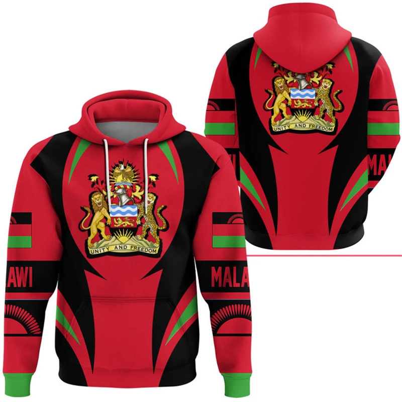 Malawi Country Flag 3D Printed Men Hoodie Fashion Street Long Sleeve Hooded Sweatshirts 2024 New Spring Autumn Oversized Clothes