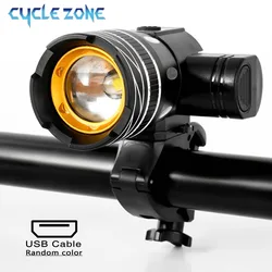 LED Bicycle Front Light Zoomable Adjustment Headlight USB Rechargeable Bike Head Lamop for Safety Cycling Bicycle Accessories
