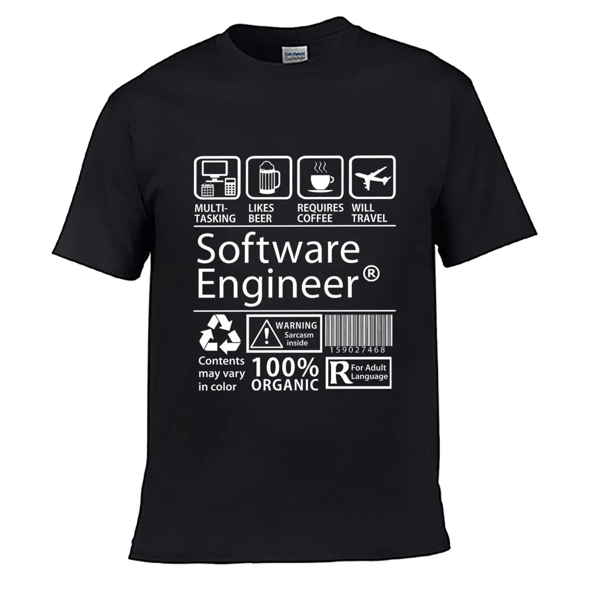 Software Engineer Multitasking Beer Men Summer Washed Tee Loose Distressed Top