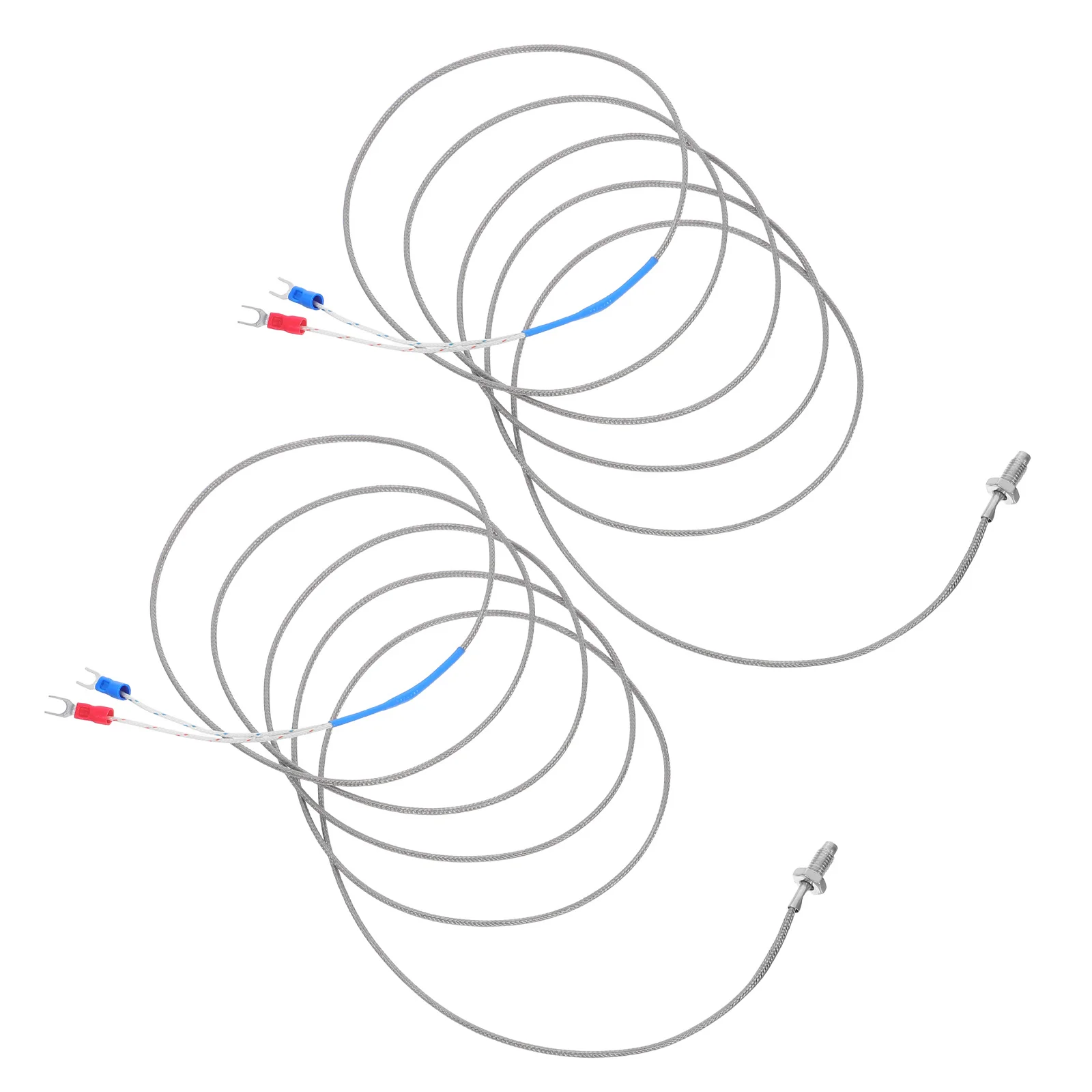 

2Pcs K Type Temperature Sensor Probe with M6 Thread 2 Meters Cable High Accuracy for Industrial Mechanical Systems Silver