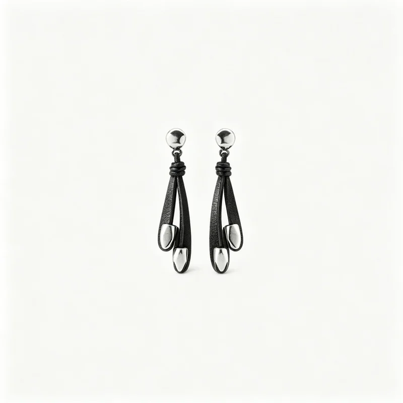 Silver-Toned Drop Leather Earrings for Women, Lightweight Dangle Earrings for Casual Chic Everyday Wear