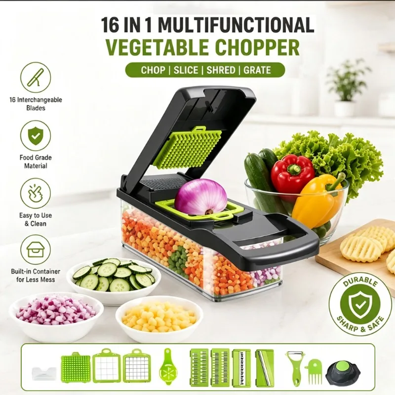16-in-1 Vegetable Chopper, Slicer & Shredder product image