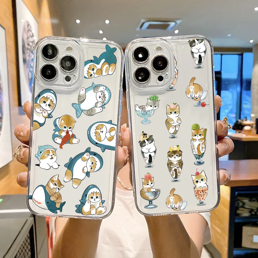 

Cartoon M-Mofusand C-cat Cute Phone Case FUNDA For IPhone 12 11 13 14 15 16 17MINI Max Pro Plus Shockproof Soft Clear Back Cover