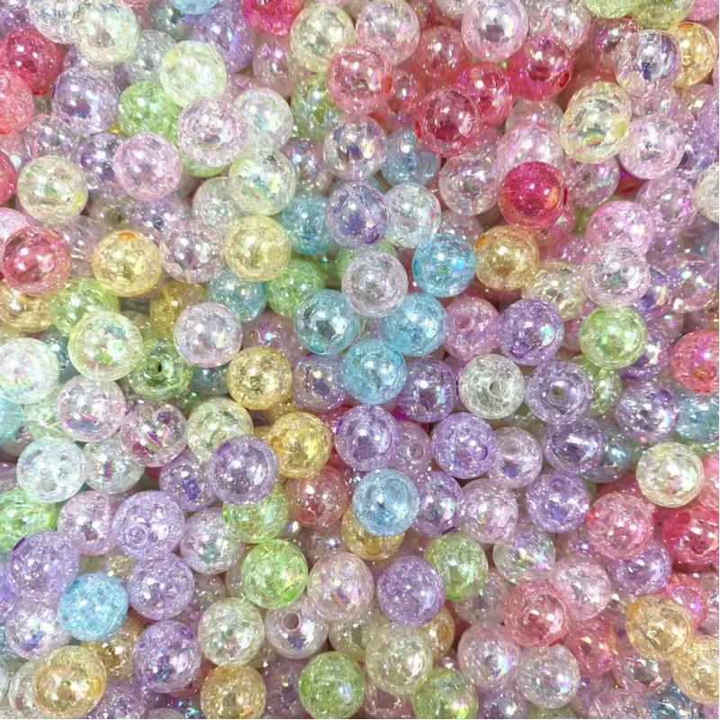 Acrylic Burst Fried Flower BeadABColorful Straight Hole round beads Colorful Floral Handmade Bag Necklace Accessories Scat