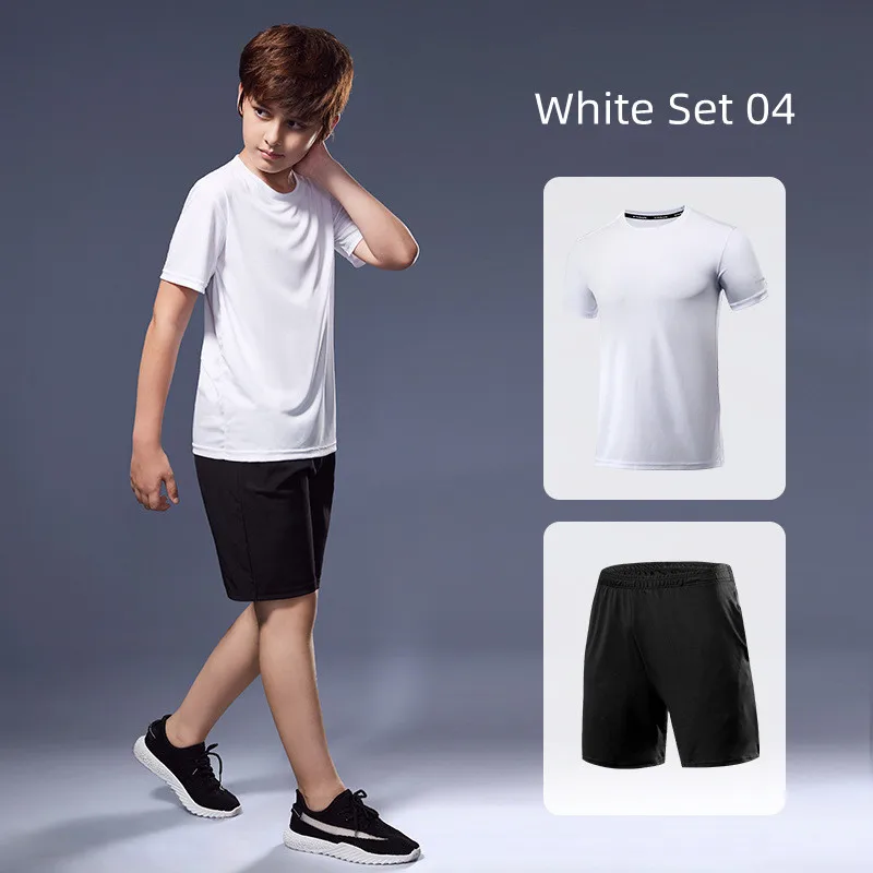 Jungen-Sportbekleidungsset, schnelltrocknend, kurzärmeliges T-Shirt, Shorts, atmungsaktiv, zum Laufen, für das Fitnessstudio, für das Training, Sommer, zweiteiliges Outfit. – Detail 18