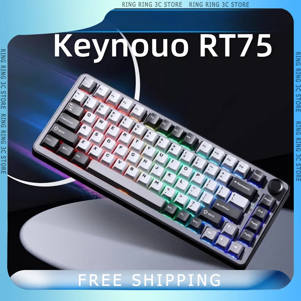 

Keynouo RT75 Magnetic Axis Keyboard 82Keys Hot Swap PBT Gasket Quick Trigger Web Driver Wired Esports Mechanical Keyboards Gift