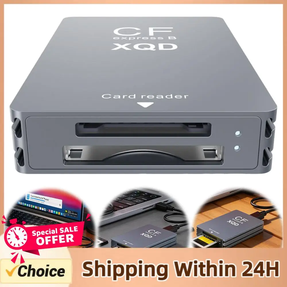 3 in 1 CFexpress Type B/XQD/SD Card Reader, Dual-Slot USB 3.2(10Gbps) Card Memory Reader for Windows XP/Vista/Mac