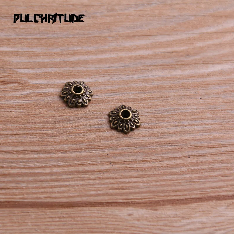60pcs 8*9mm Two Color Receptacle Hollow Small Flower DIY Spaced Jewelry Accessories Charms For Jewelry Making