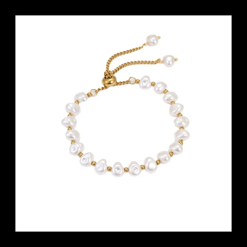 أساور لؤلؤ مقلدة أنيقة وأنيقة على شكل خاص من الباروك، مكدسة بمجوهرات رائعة #5