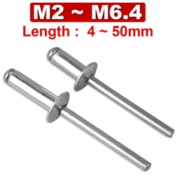 M2 M2.4 M2.8 M3 M3.2 M3.6 M4 M5 M6 M6.4 Aluminum Round Head Rivet Pull Anchor Dome Head Blind Steel Shank Mandrel Exhaust Rivet
