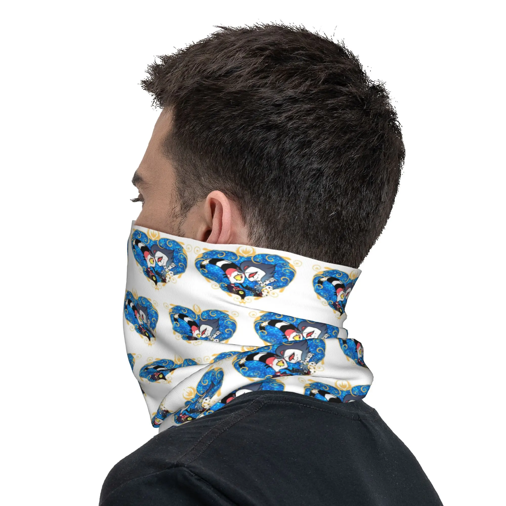 Helluva Boss Stolas and Blitzo إطار القلب باندانا الرقبة الجراب مطبوعة التفاف قناع وشاح متعدد الاستخدام بالاكلافا الجري للرجال والنساء #6