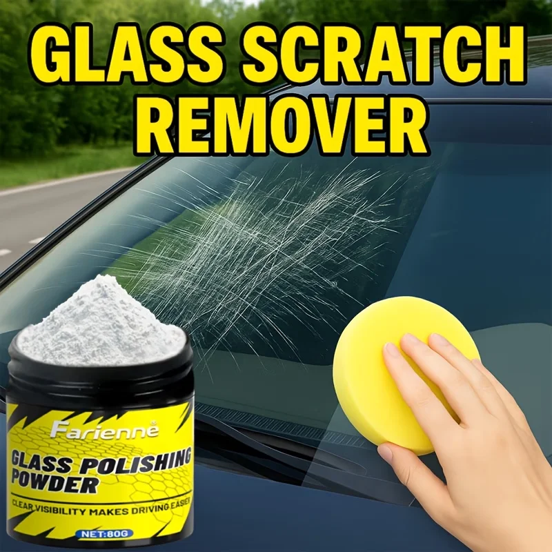 Glass Scratch Removal Polishing Powder, for Windows Cabinets Doors Car Windshield, Restore Clarity Remove Minor Scratches