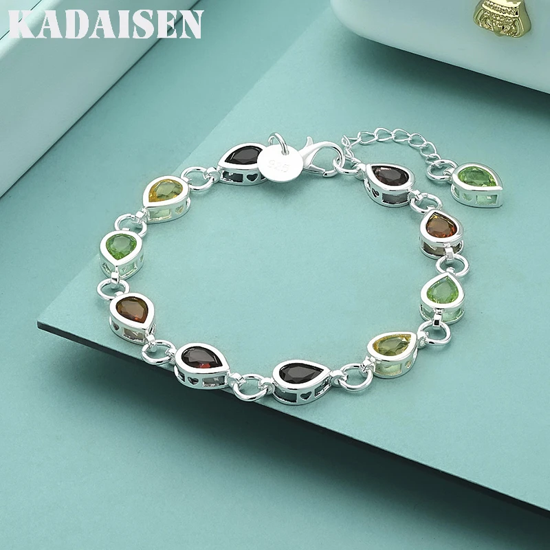 

925 Sterling Silver Charm Bracelets AAA Zircon Chain Crystal Jewelry Fashion For Women Wedding Lady Cute