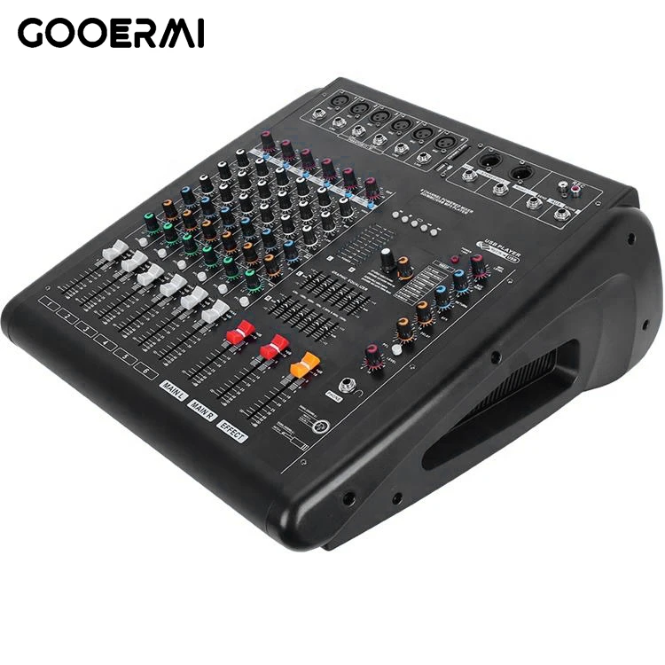 6 Channel Professional Dj Power Mixer Power Mixer Amplifier 350W Profersional Power Mixer Built In for Karoake