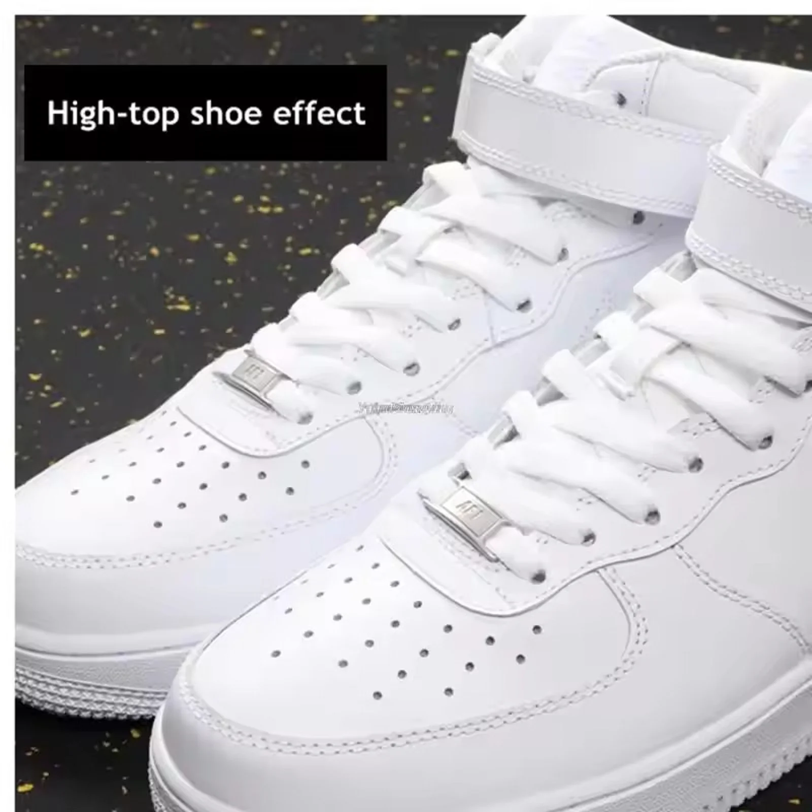 1Pair White Flat Shoelaces with 2Metal Shoe Charms Set Classic Shoe Laces for Sneakers Skate Shoes Casual Board Shoes Accessores