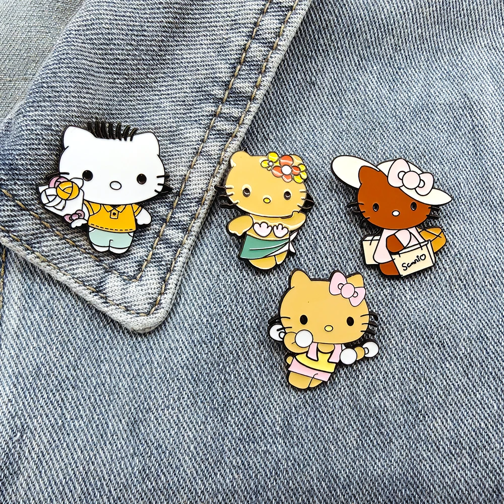 

Anime Sanrio Hello Kitty Enamel Metal Badge Brooch Pin Cute Kitty Cat Brooch For Backpack Clothing Accessories Cute Girls Gift