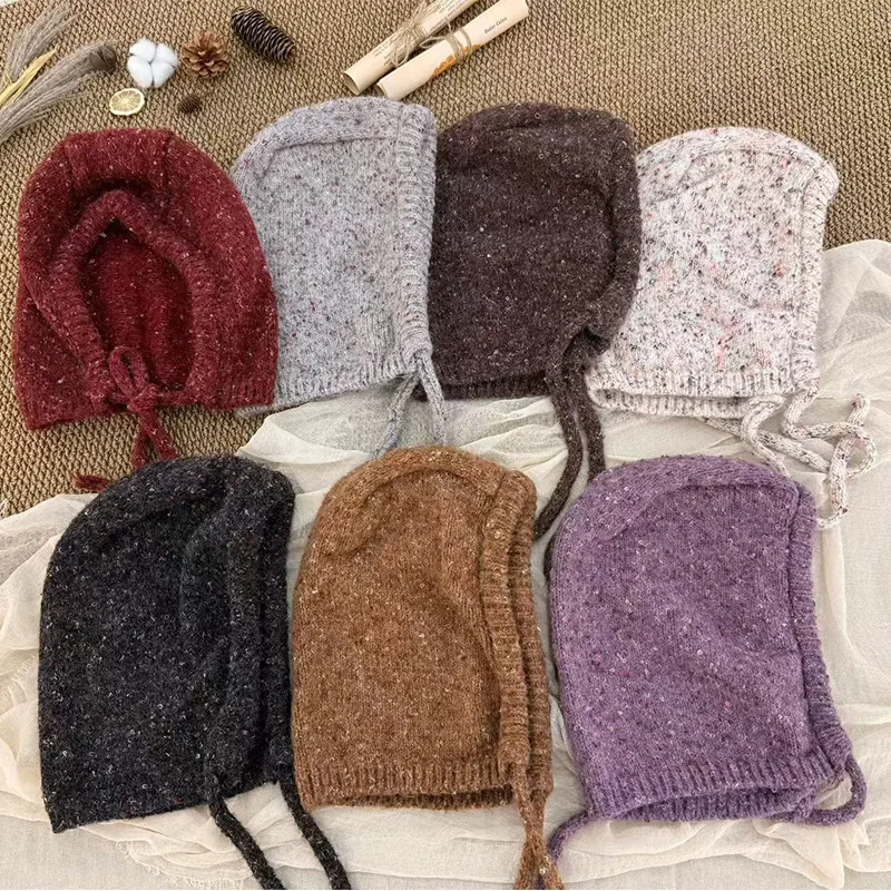 Koreanische Woolen Mixed Blume Garn Gestrickte Bomber Hut Herbst und Winter Verdickung Warme Ohr Schutz Frauen Outdoor Skifahren Hut – Detail 5
