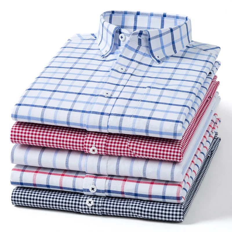 Nova Primavera Outono Camisas dos homens de Algodão de Alta Qualidade Negócios Casual Botão Lapela Camisa de Manga Longa Respirável Oxford Trabalho Camisa