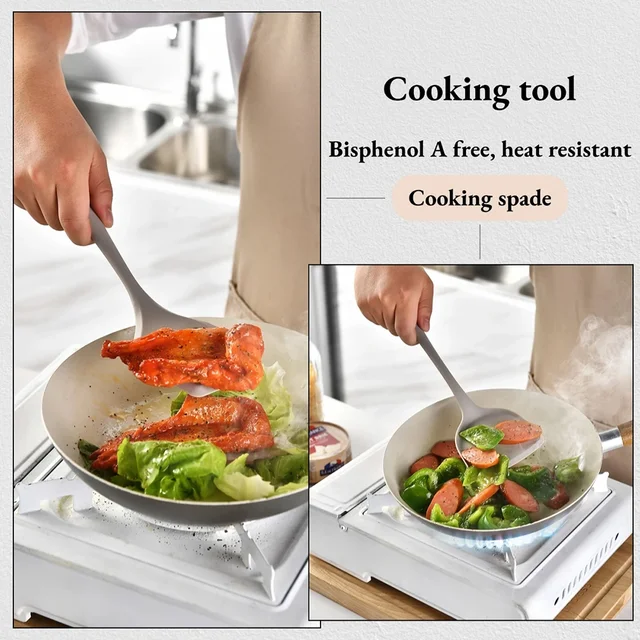 15Pcs Khaki Food Grade Silicone Kitchen Cookware Utensils Turner Spatula Soup Spoon Practical Cooking Tool Kitchenware Set 5