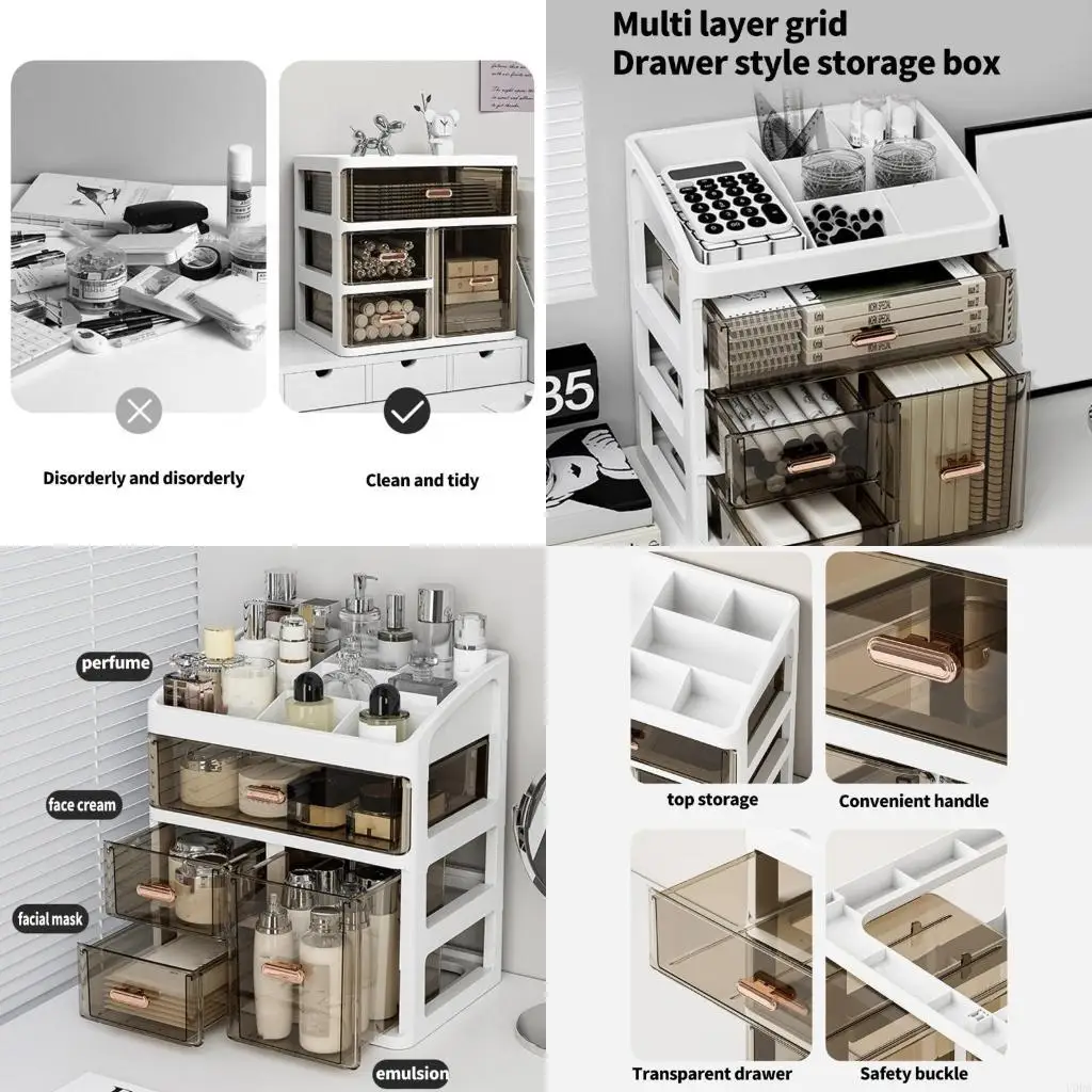 

Multiple Compartment Plastic Storage Box for Desk Decluttering and Space Optimization
