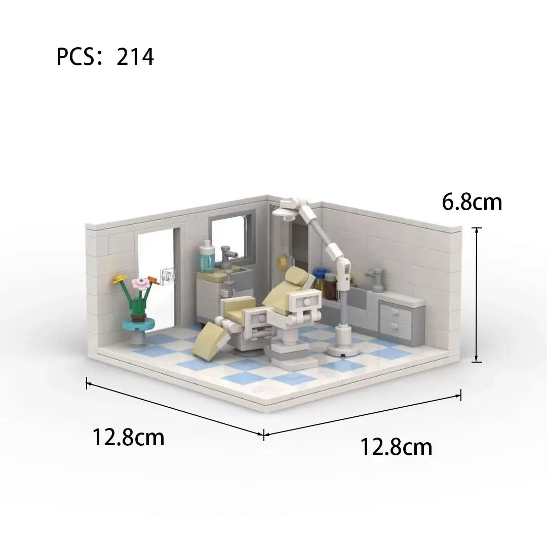 MOC Kreative Bausteine Zahnklinik Kleine Szene Architektur Modell Puzzle kinder Spielzeug