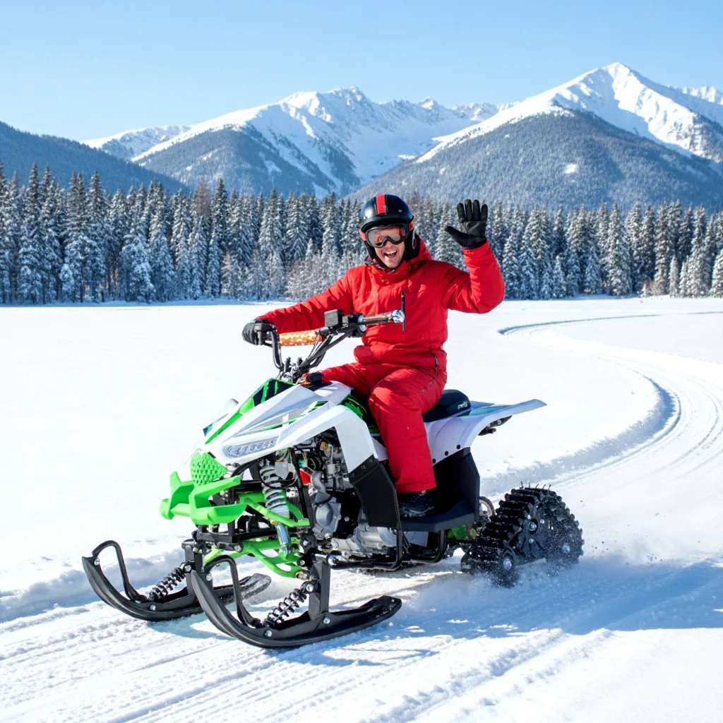 

4-stroke travel type 110CC -powered snowmobile, cost design, rental business model, 3 + 1 gear front gear transmission