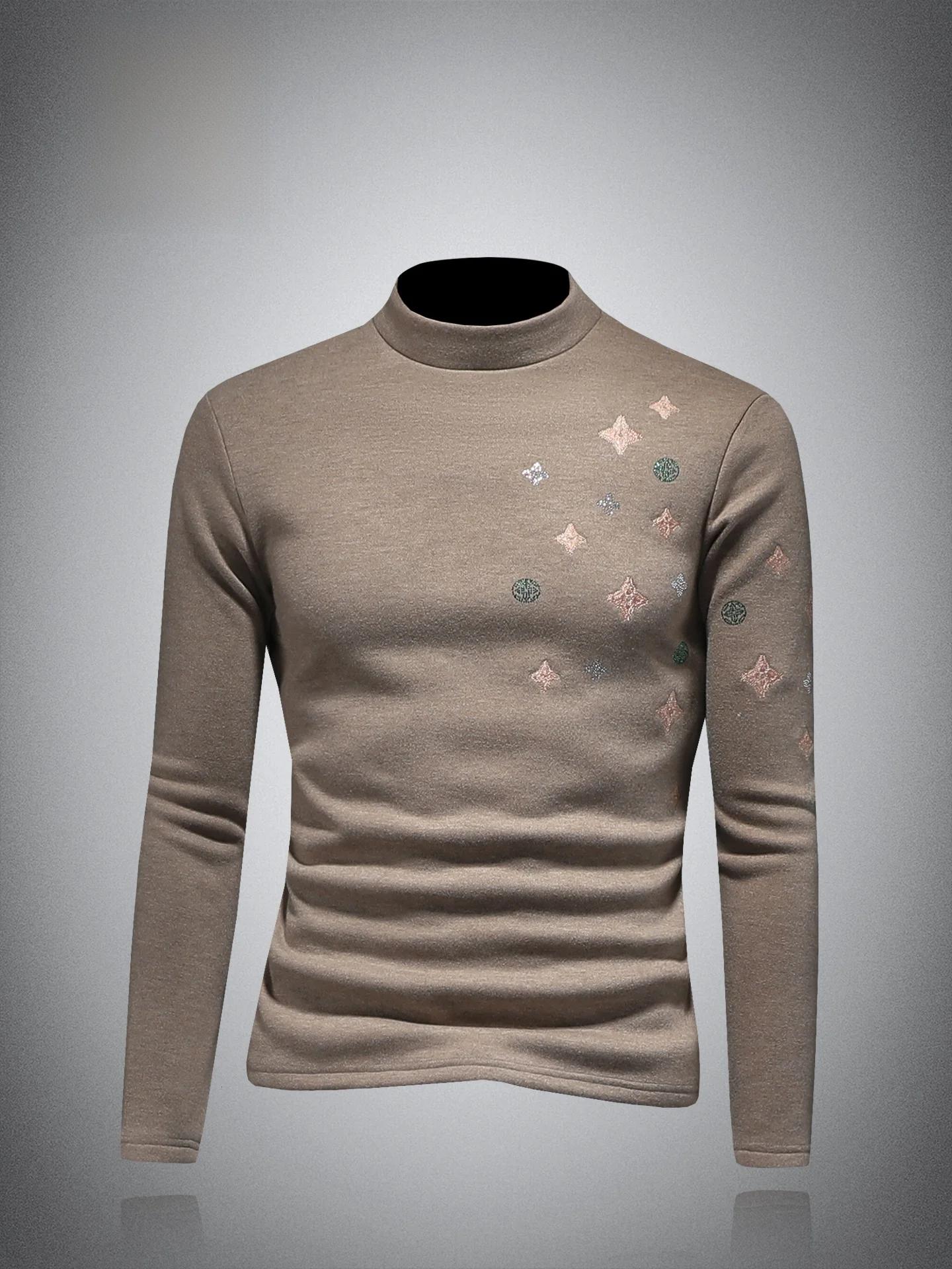 

Утепленная мужская базовая футболка с высоким воротом и длинным рукавом для зимы, модная, для дома, повседневной носки и путешествий