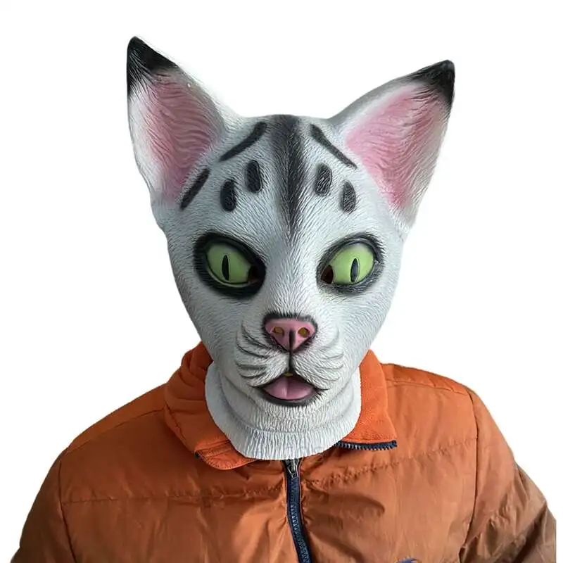 Máscara de gato para mujer, máscara de látex de Animal, novedad de Halloween, disfraz de Cosplay, accesorios de utilería, cara completa divertida, disfraz Sexy para niñas