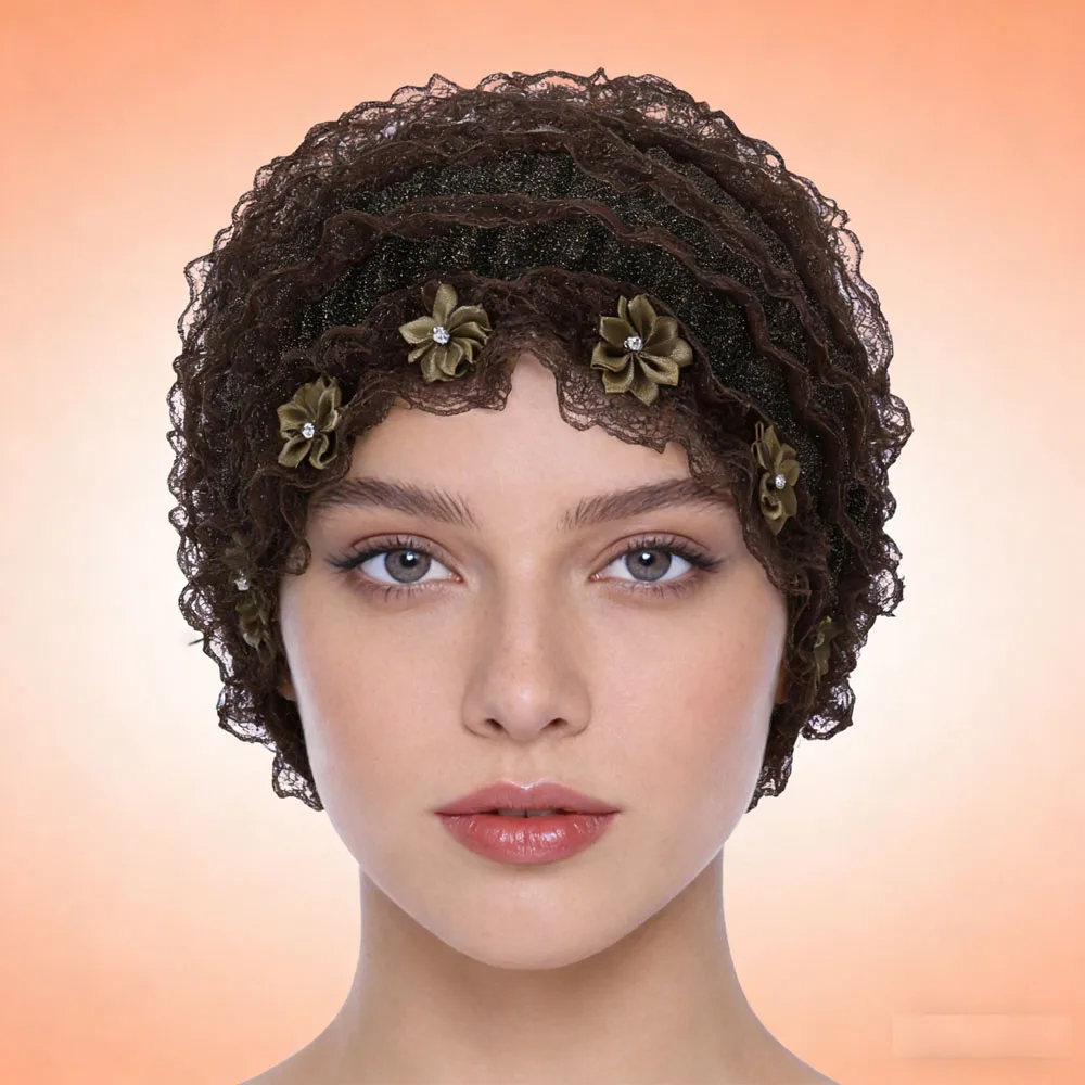 

Женские кружевные шапки-бини с цветочным принтом, мусульманский тюрбан, эластичный простой платок на голову, накидка для волос, индийский внутренний хиджаб, полное покрытие, нижний шарф, шляпа