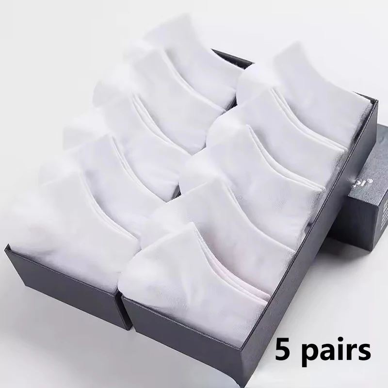 

5 Pairs of Men's Classic Spring and Summer Solid Color Invisible Sports Boat Socks Breathable Odor Proof Comfortable Short Socks