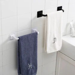 Self Adhesive Towel Holder Towel Rack Bathroom Towel Hanger Wall-Mounted Towel Bar Kitchen Rag Dishcloth Clip Towel Organizer