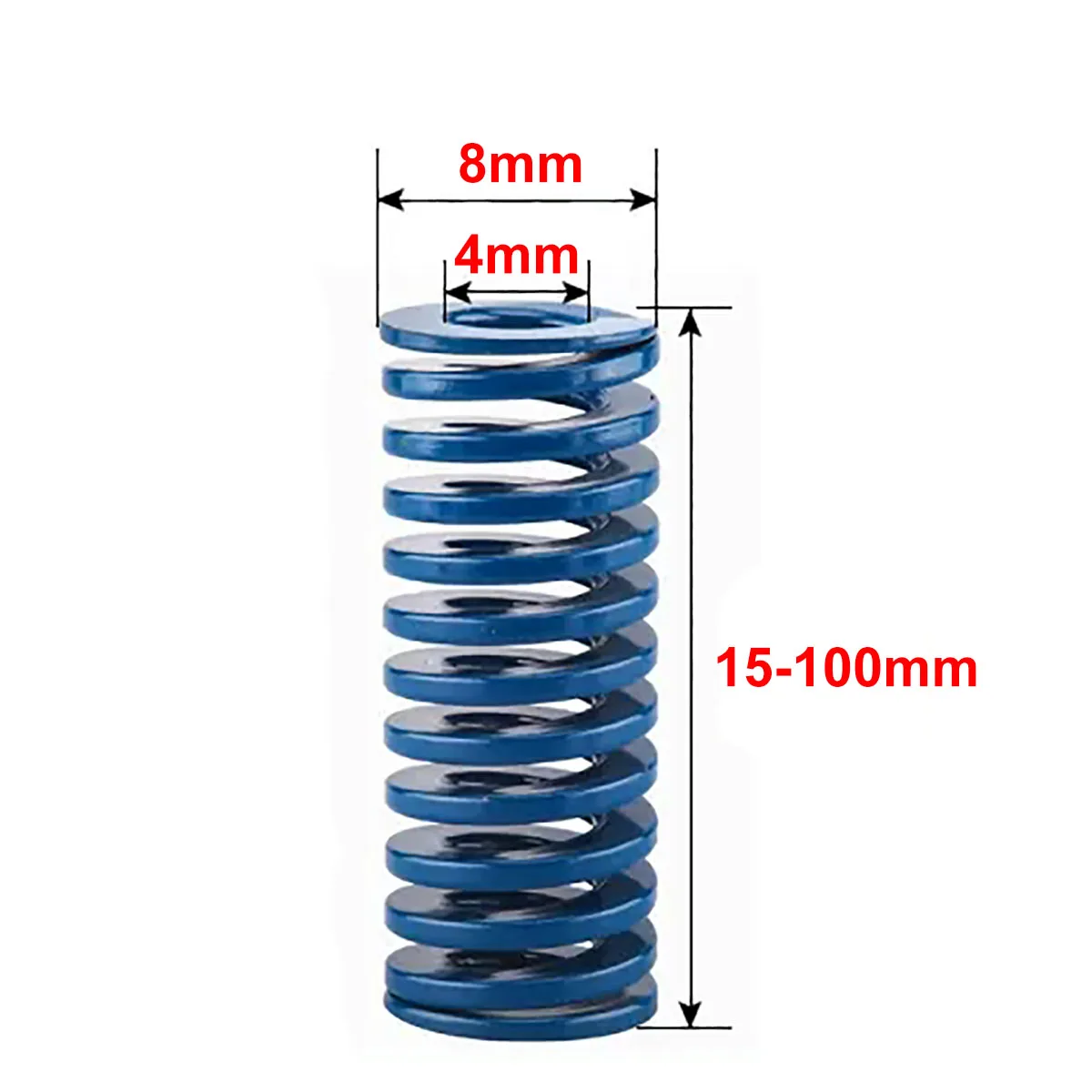 1Pcs OD 8mm ID 4mm Compression Spring Loading Die Mold Spring Length 15-100mm Yellow/Blue/Red/Green/Brown