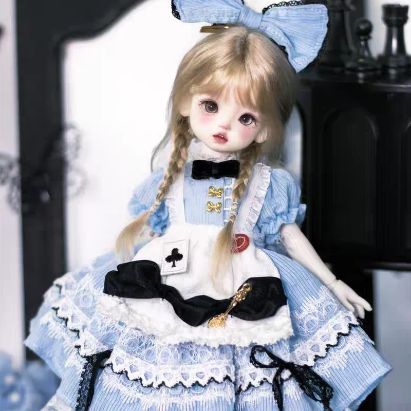 

Новая только одежда 1/6 BJD Doll Cherry Body Clothes Alice Blue Skirt Bow Set Designer Original Design Handmade BJD Cute Skirt Set