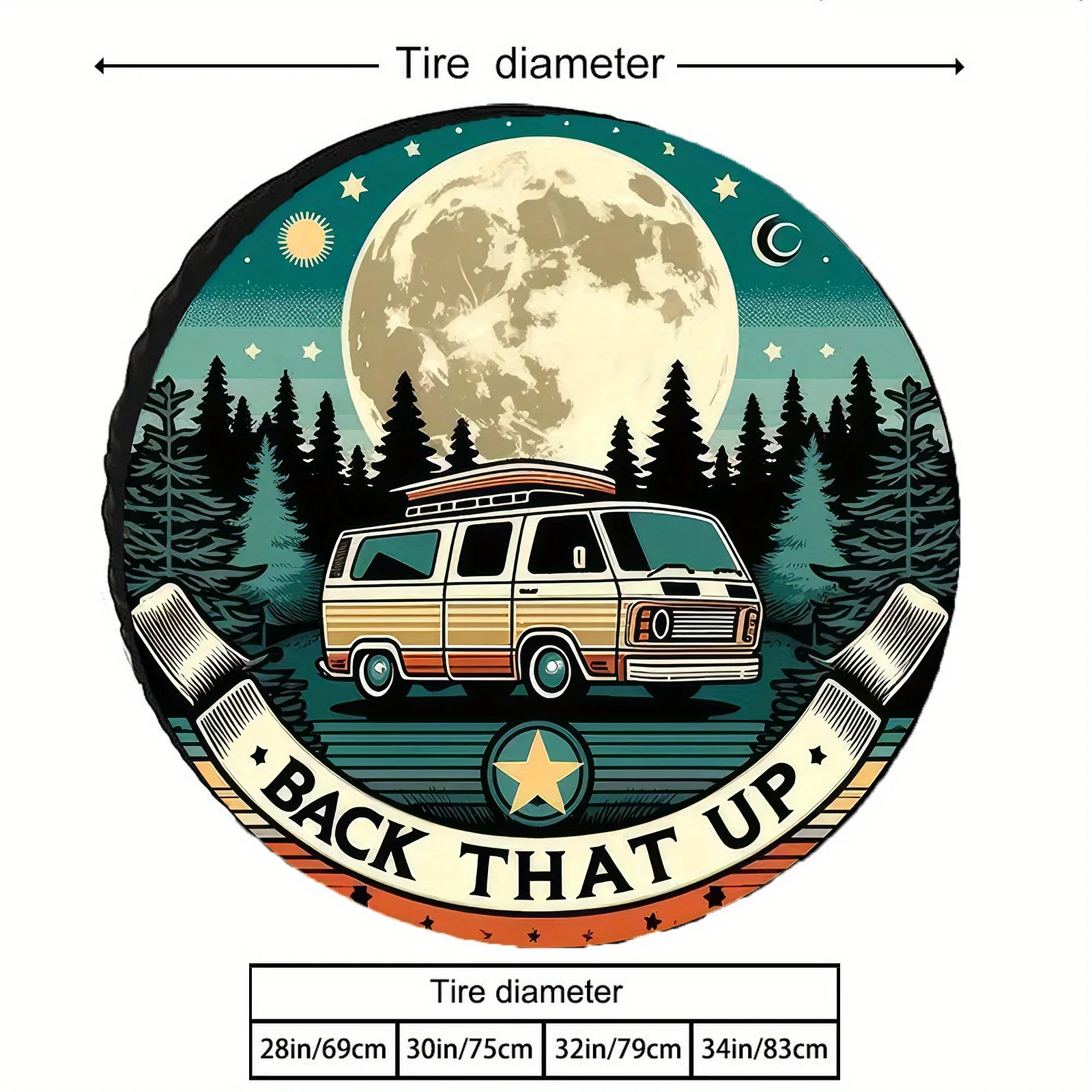 Forest RV Print Spare Tire Cover Durable Polyester Wheel Protector for RV SUV Truck Camping Travel