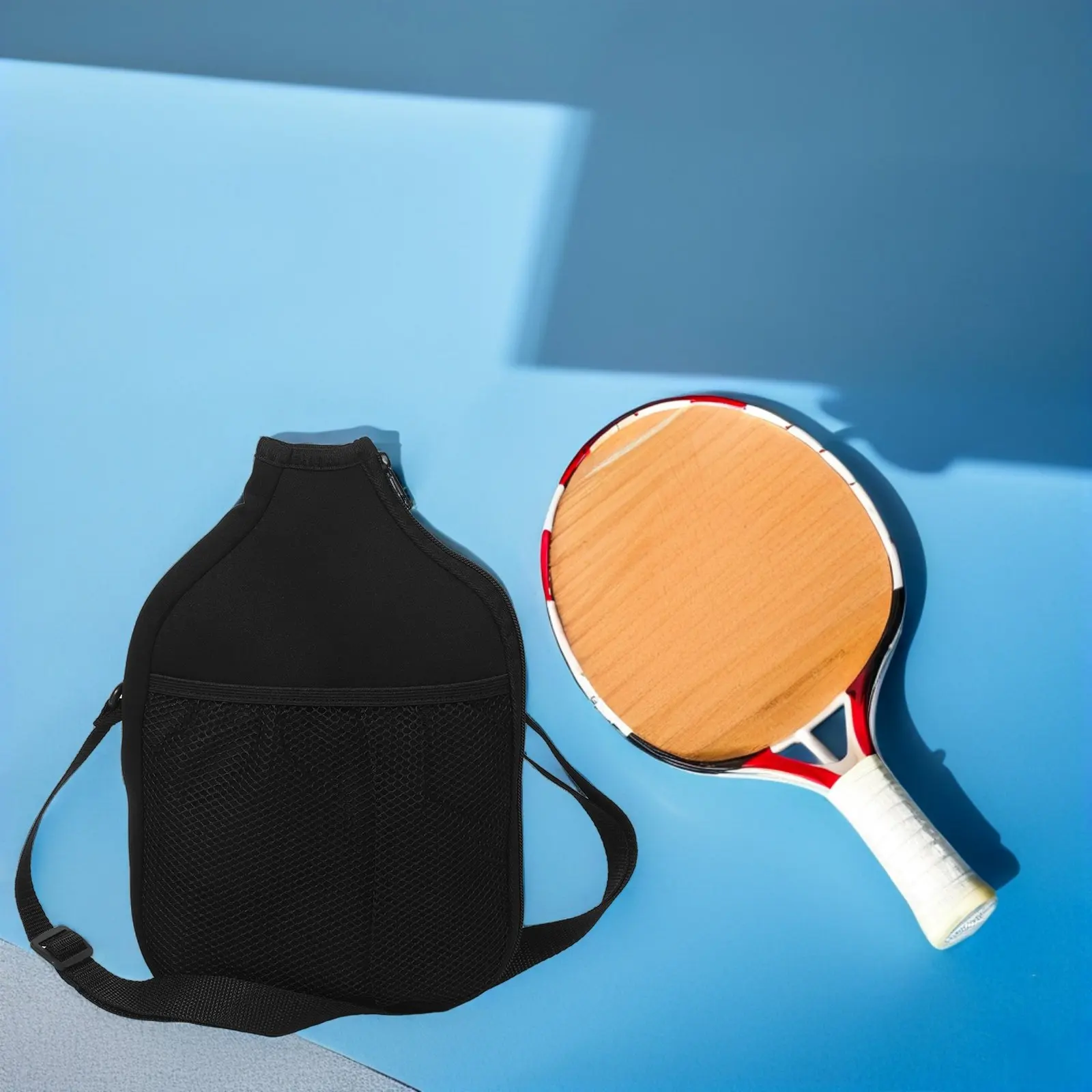

Table Tennis Racket Cover Waterproof Paddle Case Zipper Storage Bag Mesh Pocket Outdoor Sports Protective Racket Holder