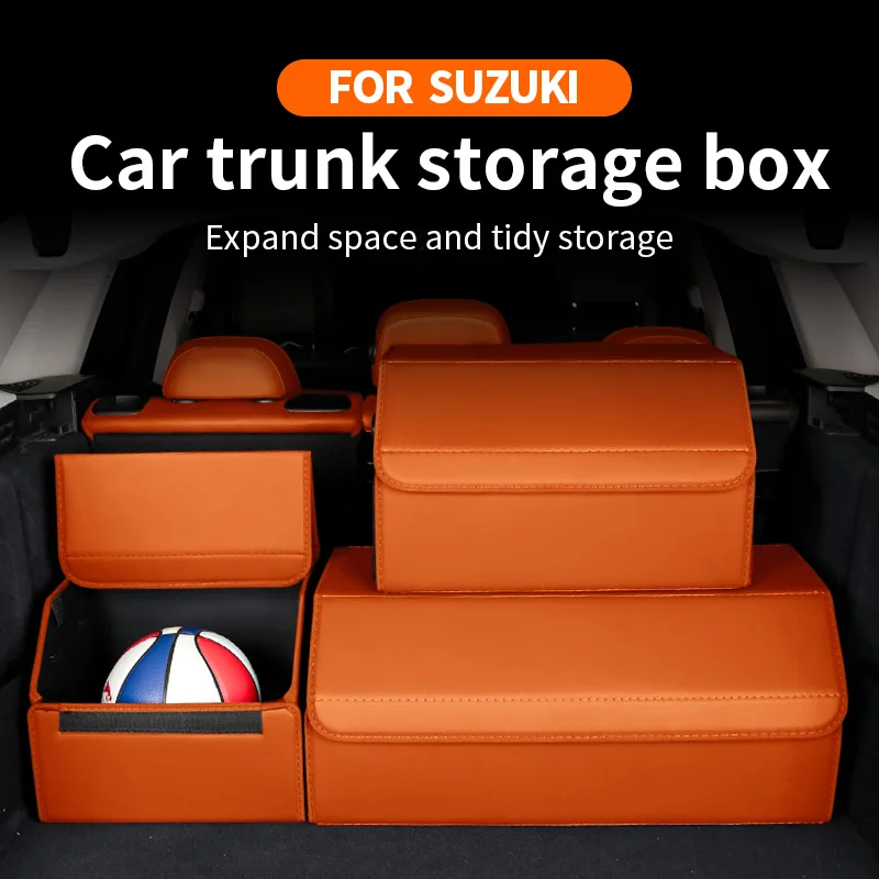 

LIMUD Car Trunk Storage Box Leather for Suzuki Swift Ignis Df100b Gsx S750 Jimny Alto Waterproof Stowing Tidying Car Organizer