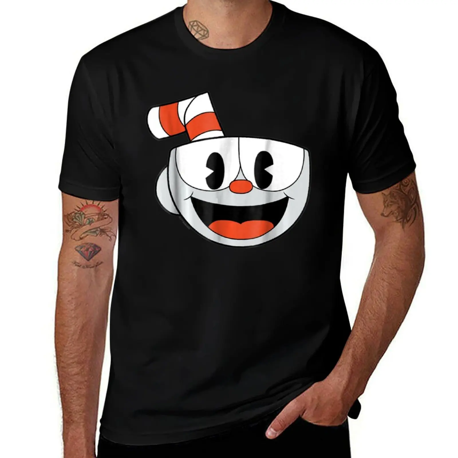 Cuphead Big Smiling Face Video Game Graphic T-Shirt Soft Cotton Print T-Shirt
