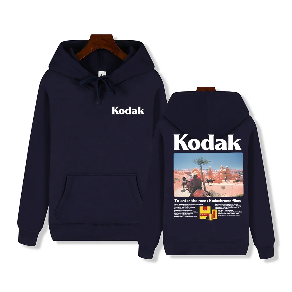 

Американская ретро-толстовка Kodak с принтом, удобная повседневная толстовка для мужчин и женщин, модный бренд весна-лето, со спущенным плечом и капюшоном.