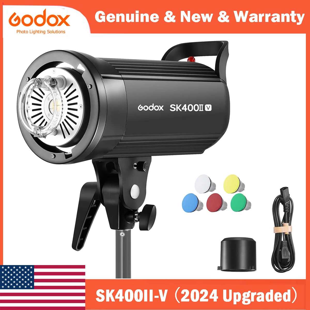 

【US STOCK】Godox SK400II-V 2024 Upgraded 400Ws Bowens Mount Photo Studio Strobe Light 2.4G Wireless X System Bowens Mount